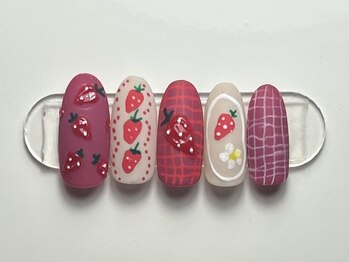 ジョアネイル(JOA Nail)/イチゴ/手描きアート/マット