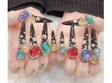 エスフィーネイルサロン ブリーユ(Esfy nailsalon Brille)/カラフルストーンキラキラネイル