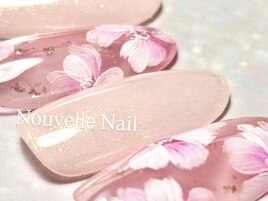 ピンク　フラワーネイル