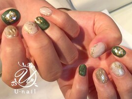 カーキニュアンスネイル
