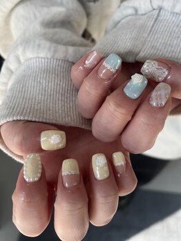 ジュアネイル(jouer nail)/ガーリー春ネイル☆バラ