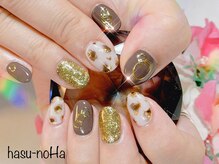 ハスノハ(hasu-noHa)/★金箔レオパードネイル★