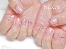 ネクサス(NEXUS)/ミラーフレンチとビジューネイル