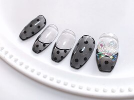 シースルードットネイル/リボン