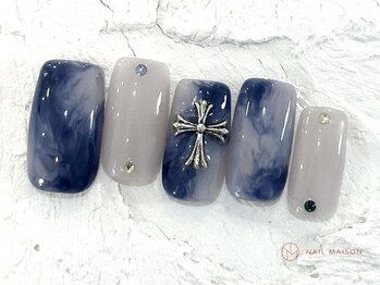 ネイルメゾン 池袋店(NAIL MAISON)/ネイビーもやもや¥6980
