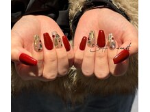 タスメット(+met)/～深紅×ビジューネイル～