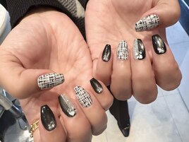 ★ブラックグレーツイードネイル