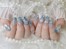 アビス(Abyss)/水色ラメグラ星ネイル