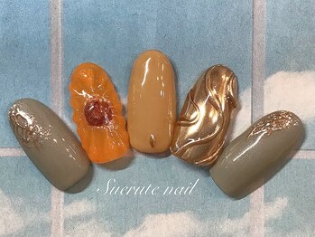 スエルテ ネイルサロン 北千住店/ぷっくりひまわりネイル　¥8000