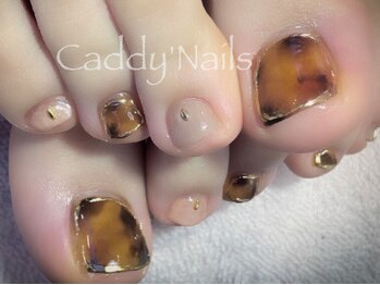 キャディーネイルズ(Caddy' Nails)/べっこうにニュアンスミラー囲み