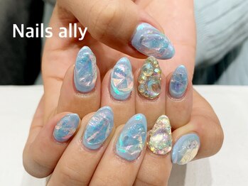 ネイルズアリー 立川店(Nails ally)/氷ネイル×ストーン×春ネイル