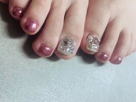 フット×ビジューネイル
