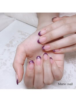 マリーネイル(Marie nail)/#ミラーフレンチネイル♪￥7700
