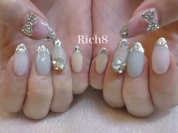 ネイルアンドまつげエクステ リッチエイト 原宿店(Rich8)/ガラスフレンチ＋パーツ