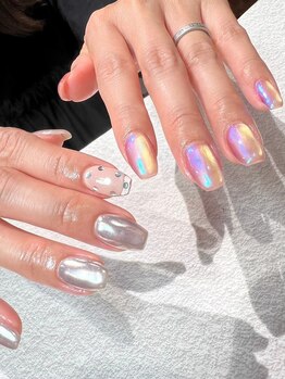 ララ 渋谷(LaLa)/ミラーネイル×チグハグネイル