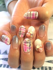 冬チェックネイル＊