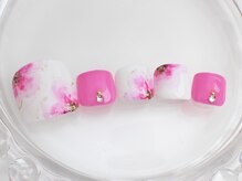 ネイルサロン あかねいろ/春夏フラワー　手描き　フット