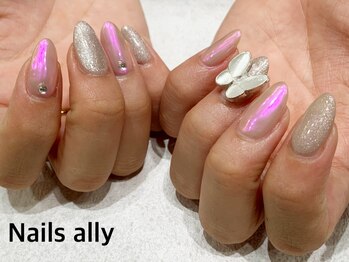 ネイルズアリー 立川店(Nails ally)/バタフライ×マグネット×ミラー