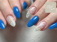 ネイルセッション(nail session)/爽やかブルー×ホワイトラメ