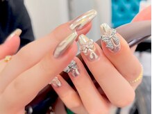 ネイルマジック 仙台一番町店(NAIL MAJIC)/リボンパーツ×ミラーネイル