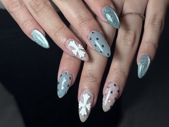 ブランシェール 広尾店(blancher)の写真/広尾でロングネイルなら。長さだし×ミラー・マグネットで叶える海外ガールネイルが叶うサロン★
