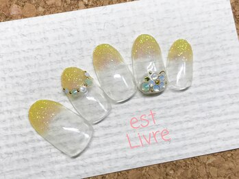 エストリブレ(estLivre)/ラメ&フラワーストーン
