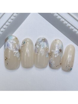 ネイルファクトリー 横浜ベイクォーター店/お花柄デザイン¥11000