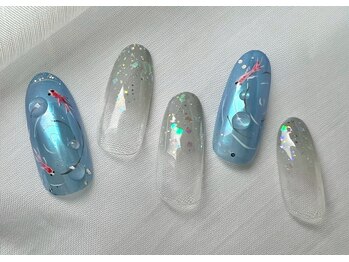 スピードネイル アンド アイ 宮交シティ店/#197【金魚×オーロラ】