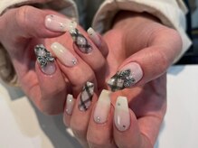 シェリーラメール 渋谷(cherielamer)/黒チェックネイル