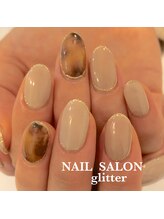 ネイルサロン グリッター(NAIL SALON glitter)/シンプルべっ甲ネイル
