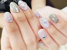 キープ ネイルサロン(KEEP)/ミラーフラワー＆ハート3D♪