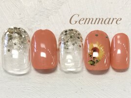 シンプルひまわりネイル