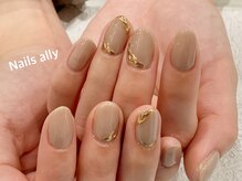 ネイルズアリー 立川店(Nails ally)/ジュエリーネイル×ワンカラー 