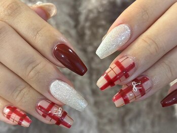 シェリーラメール 渋谷(cherielamer)/赤チェックネイル
