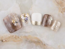 フット秋色ニュアンスネイル