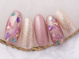 ピンクマグ＆カラーシェルネイル