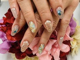 【ほり】シェル×大理石ネイル
