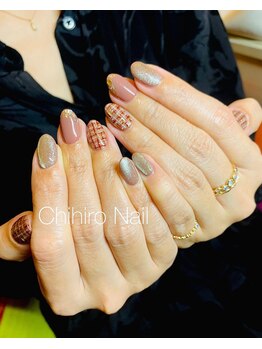 チヒロネイル/ツイード＆キルティングネイル