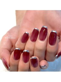 ミラーネイル×ボルドーネイル