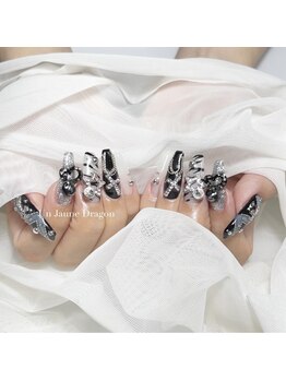 アン ジョーヌドラゴ/【ロングネイル】ブラックネイル