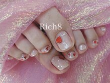 ネイルアンドまつげエクステ リッチエイト 原宿店(Rich8)/赤ハートのフットネイル