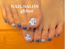 ネイルサロン グリッター(NAIL SALON glitter)/秋マーブルフットネイル