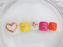 ネイルサロン あかねいろ/春夏フラワー 押し花　フット