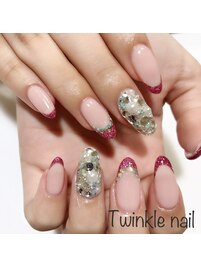 ラメフレンチでシンプルに♪