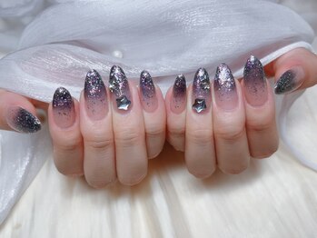 スノーネイルサロン 新宿店(Snow nail salon)/アート2本/ラメグラ