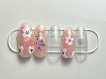 ジョアネイル(JOA Nail)/手描きフラワー/インク/ホロ