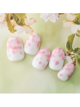 手描き桜満開ネイル