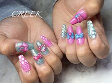 クリーク(CREEK)/ピンク水色ドットスカルプ