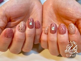 くすみピンクニュアンス柄ネイル