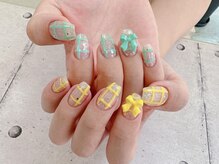 ネイル ビューティーマジック 葛西本店/爽やかチェック柄ネイル